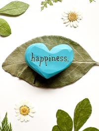 Image 3 of Happiness - Mini Wood Burned Heart