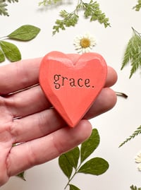 Image 1 of Grace - Mini Wood Burned Heart