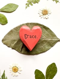Image 3 of Grace - Mini Wood Burned Heart