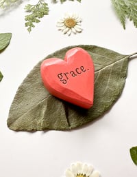 Image 2 of Grace - Mini Wood Burned Heart