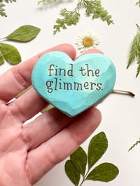 Image 1 of Find the Glimmers Blue - Mini Wood Burned Heart