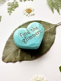 Image 2 of Find the Glimmers Blue - Mini Wood Burned Heart