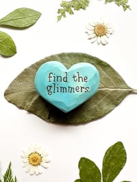 Image 3 of Find the Glimmers Blue - Mini Wood Burned Heart