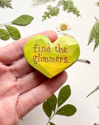 Image 1 of Find the Glimmers Green - Mini Wood Burned Heart