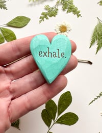 Image 1 of Exhale - Mini Wood Burned Heart