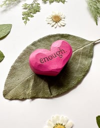 Image 2 of Enough - Mini Wood Burned Heart