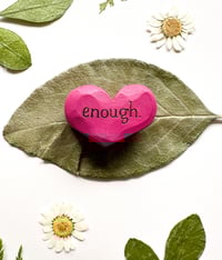 Image 3 of Enough - Mini Wood Burned Heart