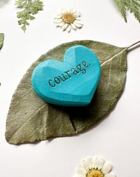 Image 2 of Courage - Mini Wood Burned Heart