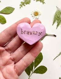 Image 1 of Bravery - Mini Wood Burned Heart