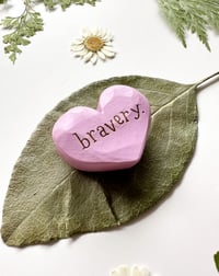 Image 2 of Bravery - Mini Wood Burned Heart