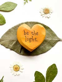 Image 3 of Be the Light Orange - Mini Wood Burned Heart