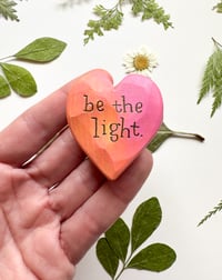 Image 1 of Be the Light Pink - Mini Wood Burned Heart