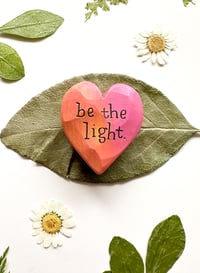 Image 3 of Be the Light Pink - Mini Wood Burned Heart