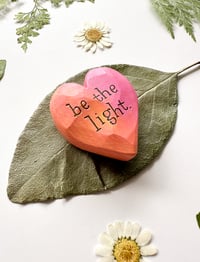 Image 2 of Be the Light Pink - Mini Wood Burned Heart