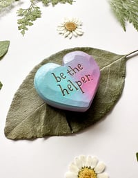 Image 2 of Be the Helper - Mini Wood Burned Heart