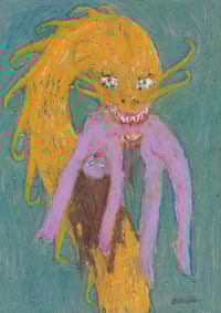 Image 1 of ORIGINAL: Dragon holding a girl