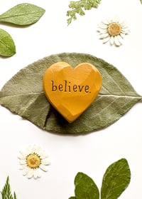 Image 3 of Believe - Mini Wood Burned Heart