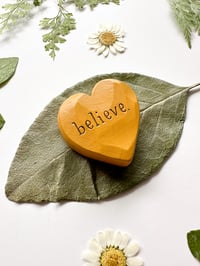Image 2 of Believe - Mini Wood Burned Heart