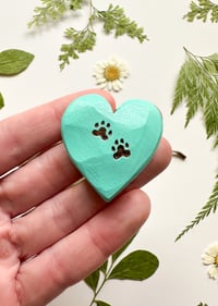 Image 1 of Paw Prints - Mini Wood Burned Heart