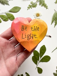 Image 1 of Be the Light Pink - Small Wood Burned Heart