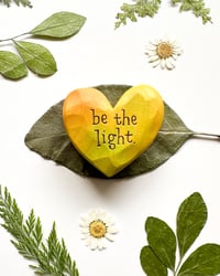 Image 3 of Be the Light Yellow - Small Wood Burned Heart