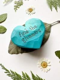 Image 2 of Find the Glimmers - Small Wood Burned Heart