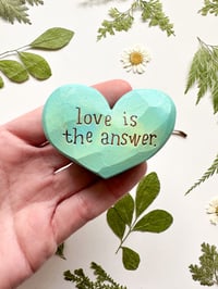Image 1 of Love is the Answer - Small Wood Burned Heart