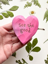 Image 1 of See the Good - Small Wood Burned Heart