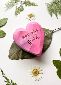 Image 2 of See the Good - Small Wood Burned Heart