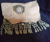 Image 1 of Off white faux leather clutch bag