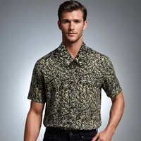 Image 1 of Camisa manga corta hojas verdes