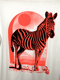 Image 4 of T-SHIRT UNISEXE / BLANC / ZEBRE FLUO