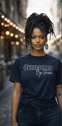 Image 3 of Overcomer By Grace Faith-Based Graphic Tee