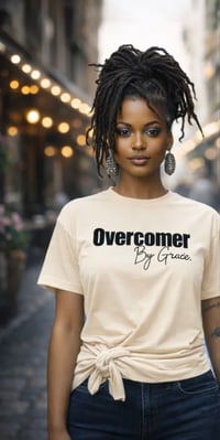 Image 5 of Overcomer By Grace Faith-Based Graphic Tee