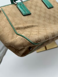 Image 7 of Gucci GG Canvas Green Leather Tote Bag