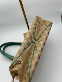 Image 9 of Gucci GG Canvas Green Leather Tote Bag