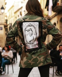 Image 1 of TAROT THE WORLD ¥ MILITARY JACKET ¥IBIZA ¥ CAMOUFLAGE ¥ UPCYCLED ¥ VINTAGE ¥ 