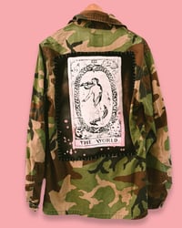 Image 2 of TAROT THE WORLD ¥ MILITARY JACKET ¥IBIZA ¥ CAMOUFLAGE ¥ UPCYCLED ¥ VINTAGE ¥ 