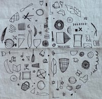 Image 1 of "Bird-Fish" Linen Napkins in Blue 