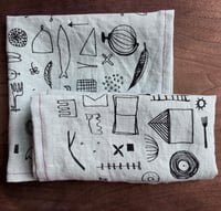 Image 2 of "Bird-Fish" Linen Napkins in Blue 