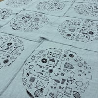 Image 3 of "Bird-Fish" Linen Napkins in Blue 