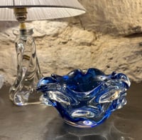 Image 2 of Grand vide-poche Sommerso en verre bleu & transparent - Murano Venise  Artisanat d'Art 1970