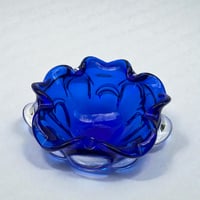 Image 1 of Grand vide-poche Sommerso en verre bleu  - Murano Venise  Artisanat d'Art 1970