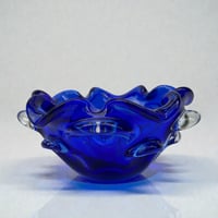 Image 7 of Grand vide-poche Sommerso en verre bleu  - Murano Venise  Artisanat d'Art 1970