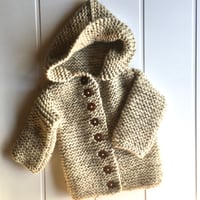 Image 1 of Hand knit wool blend coat 3-6m {Second}