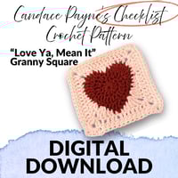 Image 1 of "Love Ya, Mean It" Heart Square – Candace's JOY Hooked Fun Stitches System™