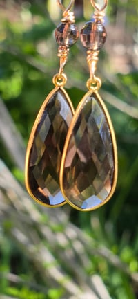 Image 7 of Slim Smoky Teardrop Earrimg