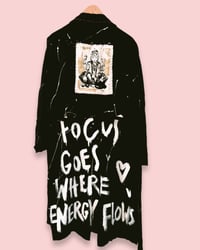 Image 2 of FOCUS ¥ UPCYCLED  ¥ UNISEX ¥ VINTAGE TRENCHCOAT ¥ IBIZA¥ HANDPAINTED