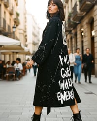 Image 1 of FOCUS ¥ UPCYCLED  ¥ UNISEX ¥ VINTAGE TRENCHCOAT ¥ IBIZA¥ HANDPAINTED