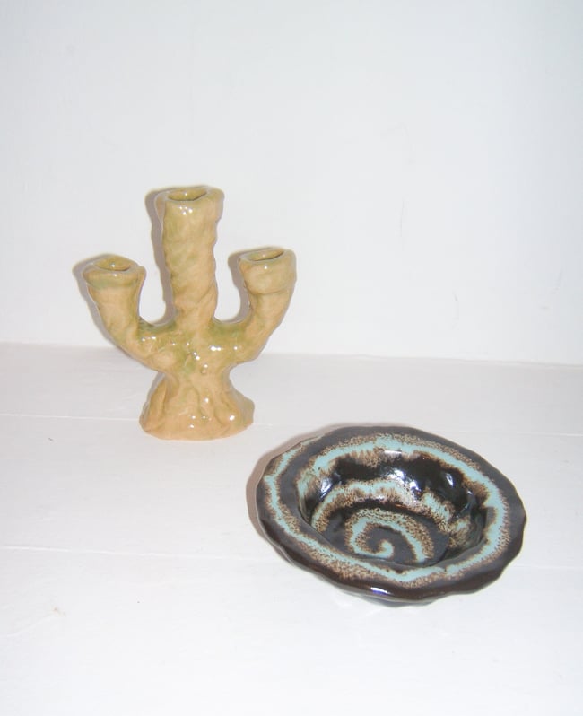 Green Glass Candelabra